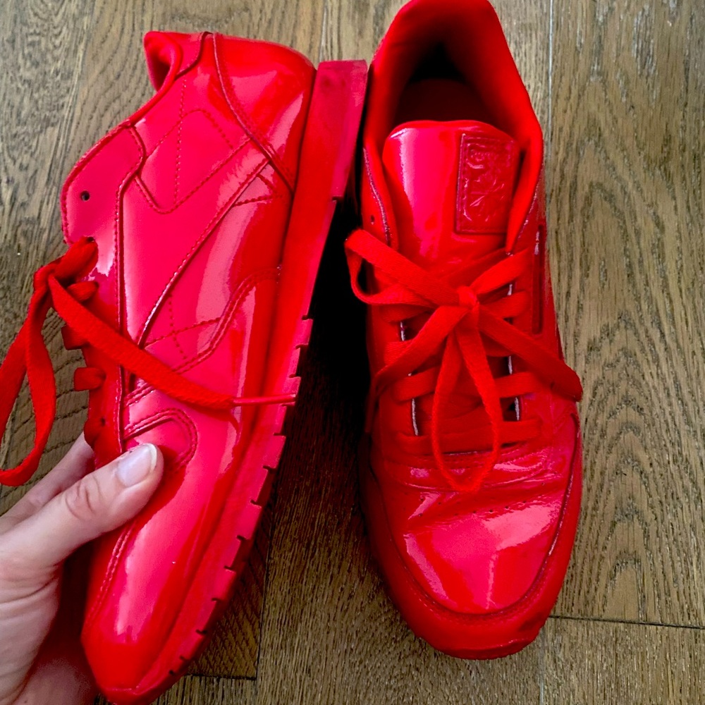 Red latex Reebok size 9